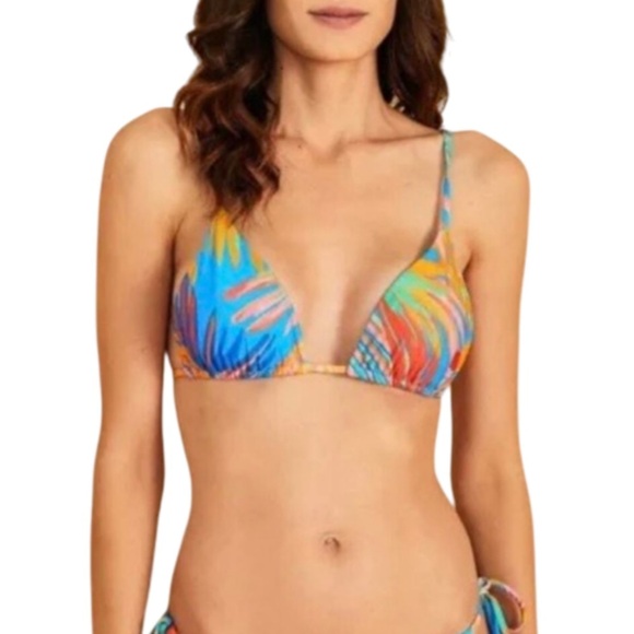FARM RIO NWT PAINTED BIRDS BLUE TIE SIDE BIKINI TOP - NWT - M - Picture 9 of 10